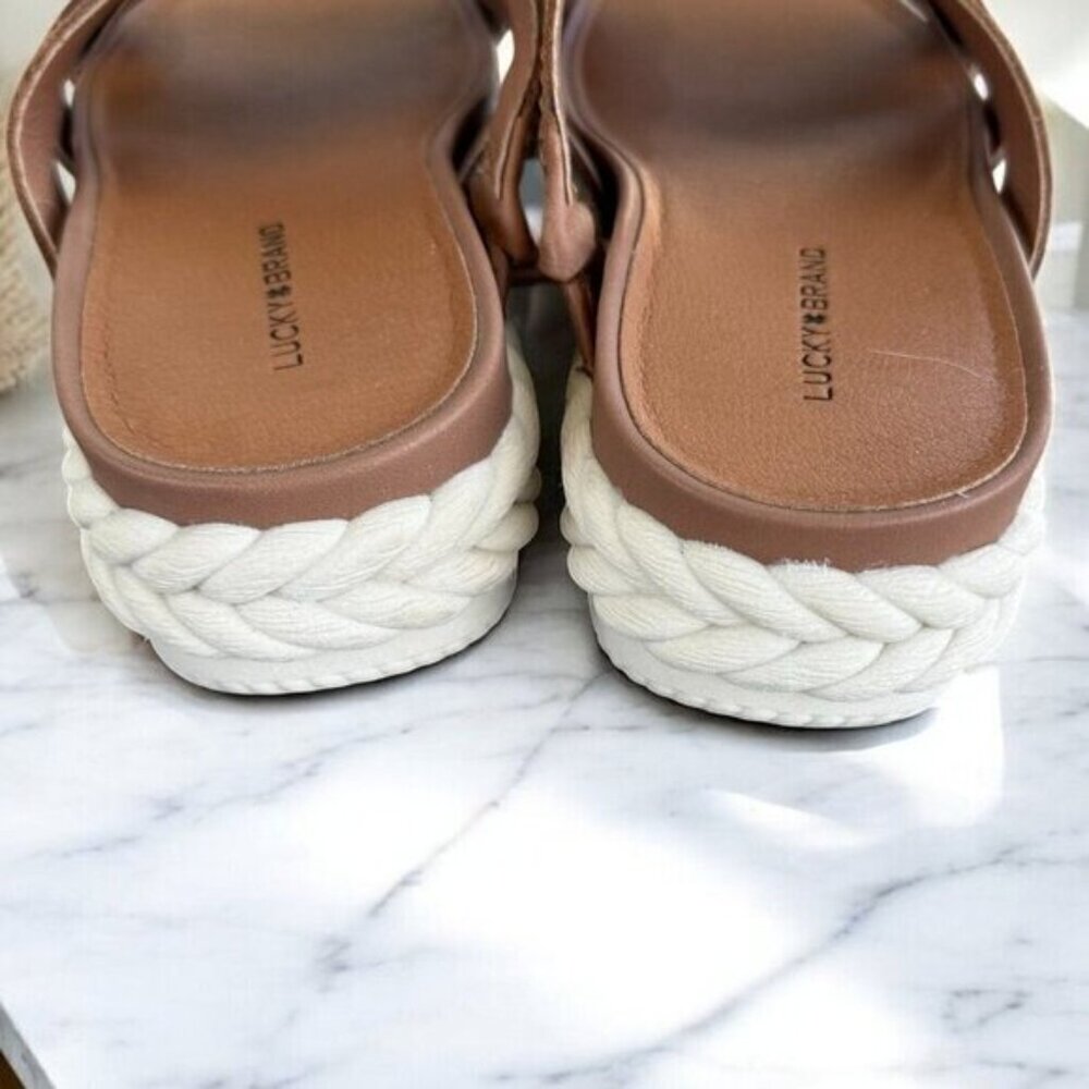 Lucky Brand Women's Loftee Platform Leather Sandals Size 7.5 in Adobe Brown - Picture 12 of 12